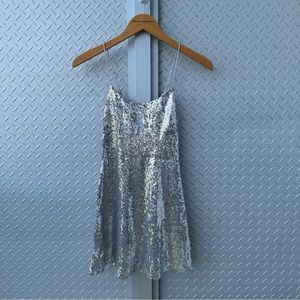 Silver sequin skater dress